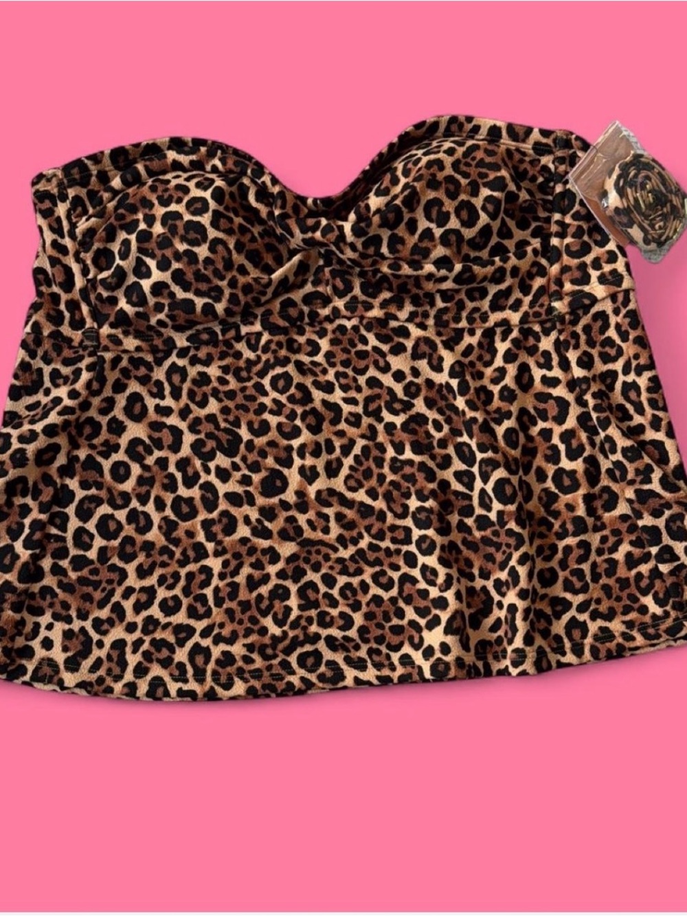 Shade & Shore Leopard Print Strapless Bustier - Brown & Black